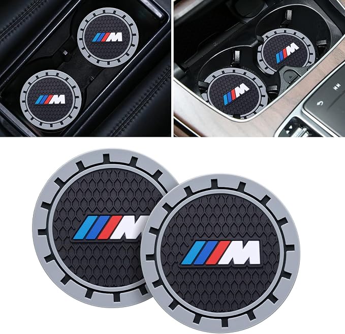 Car Cup Coaster, 2PCS Universal Non-Slip Cup Holders, Compatible with BMW M Series Car Cup Holder Coasters,Car Drink Coaster Holder Accessory, Black