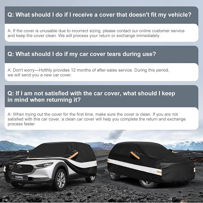 10 Layers SUV Car Cover Custom Fit for Mazda CX-30 CX-3,(2019-2026), Waterproof All Weather for Automobiles, Outdoor Full Cover Sun Dust Rain Protection with Cotton. Black