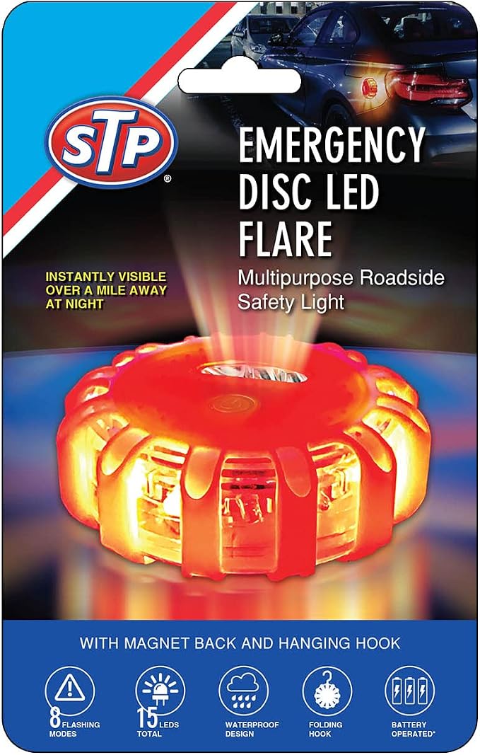 STP Emergency Roadside LED Flare, 8 Modes, 1 Mile Signal Visibility, Battery-Powered SEL1-1004-ORG