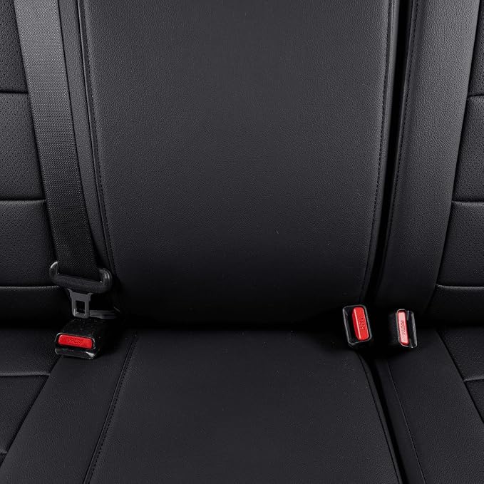 EKR Custom Fit Tacoma Car Seat Covers for Toyota Tacoma 2024 2025 2026 Xtra Cab SR -Full Set,Faux Leather(Black)