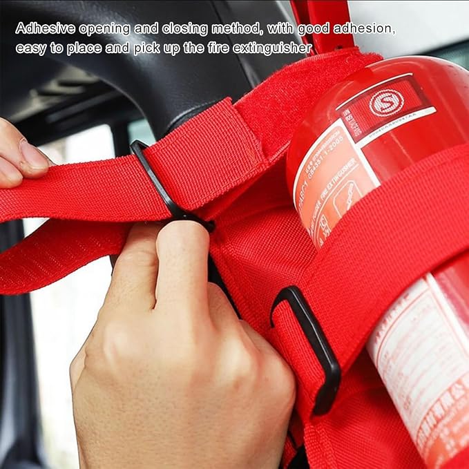 Fire Extinguisher Holder, Roll Bar Adjustable Extinguisher Strap Brackets with USA Flag Pattern, Secure Fire Extinguishers Mount Replacement for Wrangler CJ JK JKU TJ JL JLU (Red)