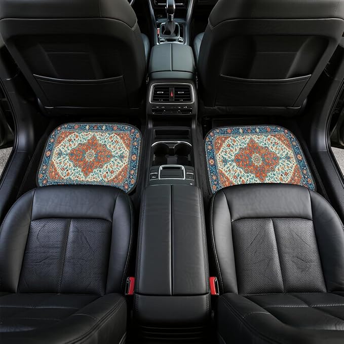 Vintage Carpet Car Floor Mats Floral Blue Red Carpet Front Rear Carpets Mat Decorative Car Floor Carpets Non-Slip Auto Car Accessories Universal Fit Car Accessories for Truck