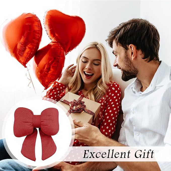 Cute Bow Car Headrest Pillow,Comfortable & Breathable Car Neck Pillows for Relief Neck Fatigue,Universal Head Rest Pillow for Cars Decoration as Birthday Gifts for Women,Girl (Red)