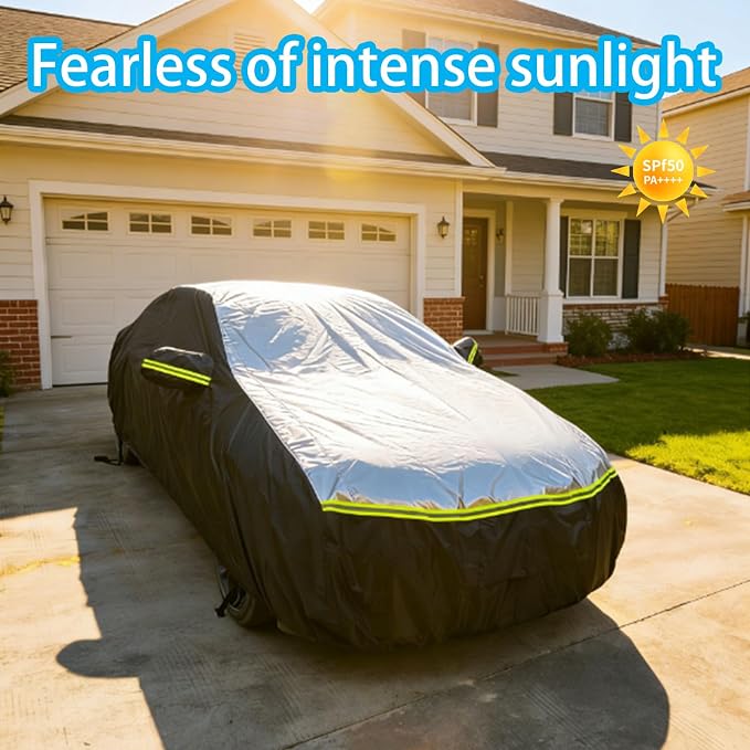 Car Cover Waterproof All Weather Tear-Resistant, Durable and Sun Protect,Suitable for Nissan Altima, Toyota Camry, Honda Accord, Lexus GS, Infiniti Q50, Kia K5, Fit Sedan Length (188-195 inch)
