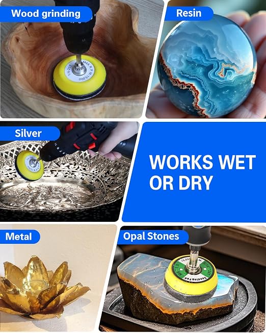 194 PCS 2 Inch Wet Dry Sanding Discs, Drill Polishing Kit with 60 to 10000 Grit Hook and Loop Sandpaper Assortment for Dremel, Headlight Restoration Kit with Buffing Pads for Auto Wood Metal Resin