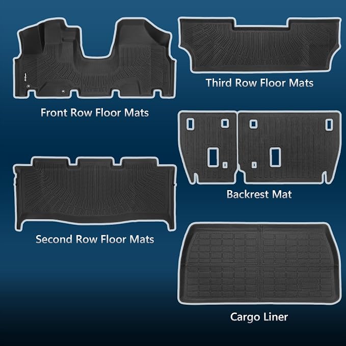 Compatible with Honda Odyssey 2005-2010 Floor Mats & Cargo Line with Backrest Mats,All Weather Protection TPE, Anti-Slip Floor Liner Compatible with Odyssey 05 06 2007 2008 2009 2010 Accessories