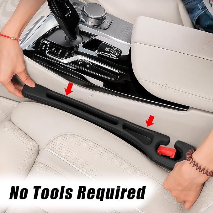 Car Seat Gap Filler Organizer 2 PCS Black Universal Seat Gap Plug Blocker Anti-Drop Console Catcher Phone Keys Storage for Car Truck SUV Auto Accessories Style1