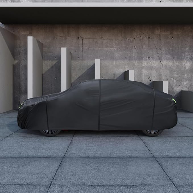 6 Layers Car Cover Waterproof All Weather for Automobiles, Size A2 with Door Zipper & Cotton Universal Fit for Toyota Corolla, Honda Civic, Kia Forte,Hyundai Elantra (178-186 inch)