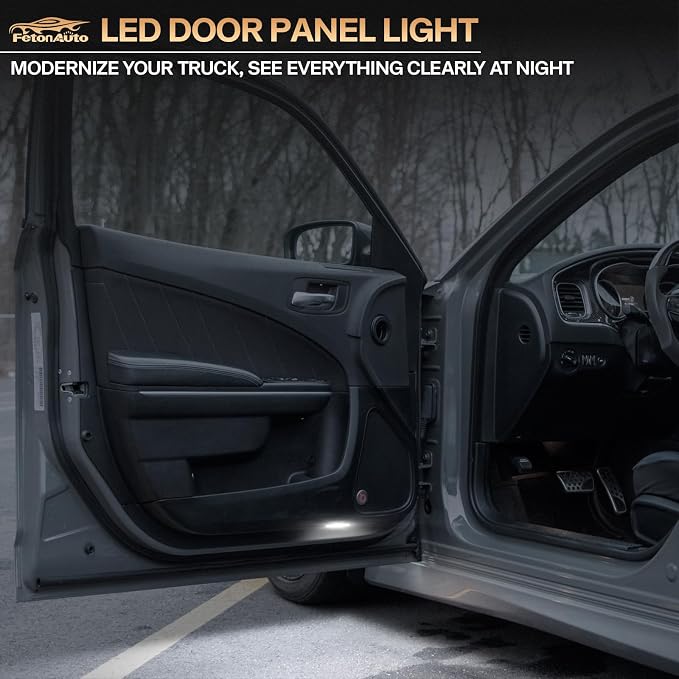 2PC White LED Door Courtesy Lights Welcome Lamp for 2006-2020 Dodge Charger | Challenger Stratus Magnum Avenger Dart Chrysler 300 200 Sebring, Under Door Step Footwell Puddle Lights, Car Door Logo Lights