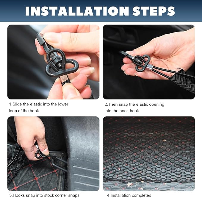 Stretchable Cargo Net, Adjustable Elastic Storage Mesh Nets, Envelope Style Cargo Netting with Mounting Screws and Hooks, Trunk Rear Cargo Organizer Net for Car Truck SUV (35.4×11.8 Inch)