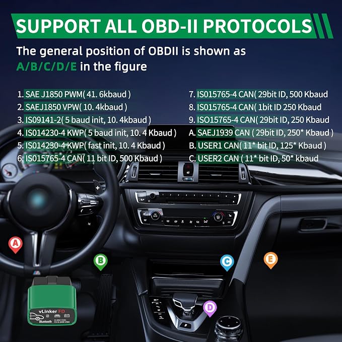 VGATE vLinker FD Bluetooth OBD2 Scanner Diagnostic Tool, Car Code Readers & Scan Tools for Android & Windows (Not iOS), Wireless OBD2 Adapter Auto All System Diagnostic to Check Engine Light