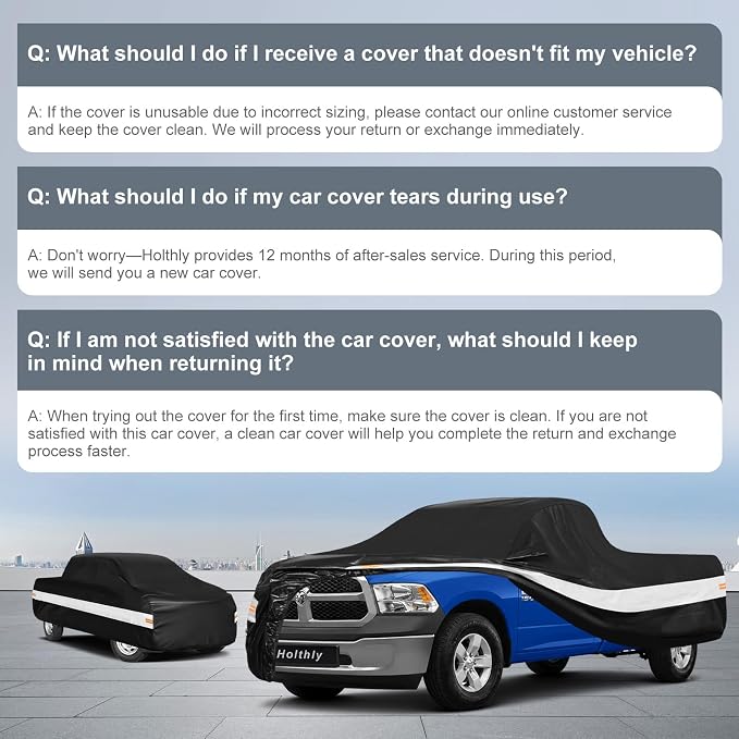 10 Layers Truck Cover Waterproof All Weather Custom Fit for Ford/Ram/Chevrolet Regular Cab Long Bed, Outdoor Full Exterior Pickup Car Cover for Automobiles Sun Rain Snow Ice Protection. Black