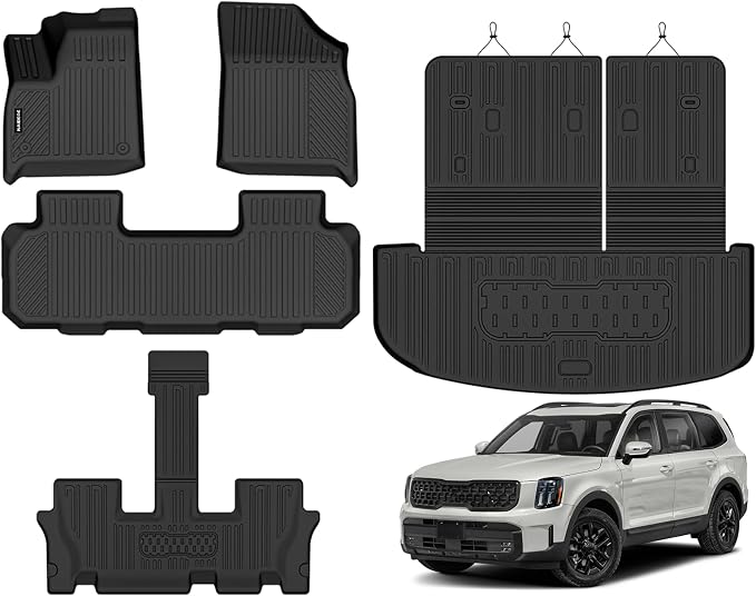 Naibeve Floor Mats for 2020-2025 Kia Telluride 7 Seats | All Weather Custom Fit Floor Mats, Cargo Mat, Backrest Mats Interior Protector accessories