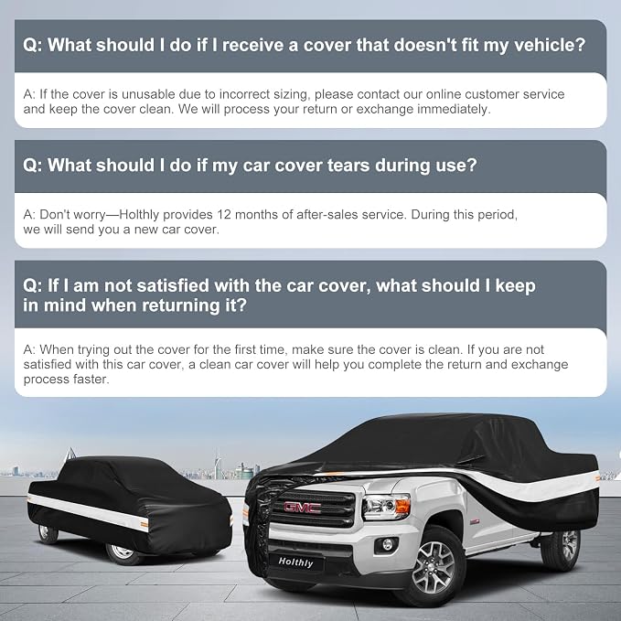 10 Layers Truck Cover Waterproof All Weather Custom Fit GMC Canyon(2004-2026) Extended/Crew Cab Short Bed, Outdoor Full Exterior Pickup Car Cover Sun Rain Snow Ice Protection. Black
