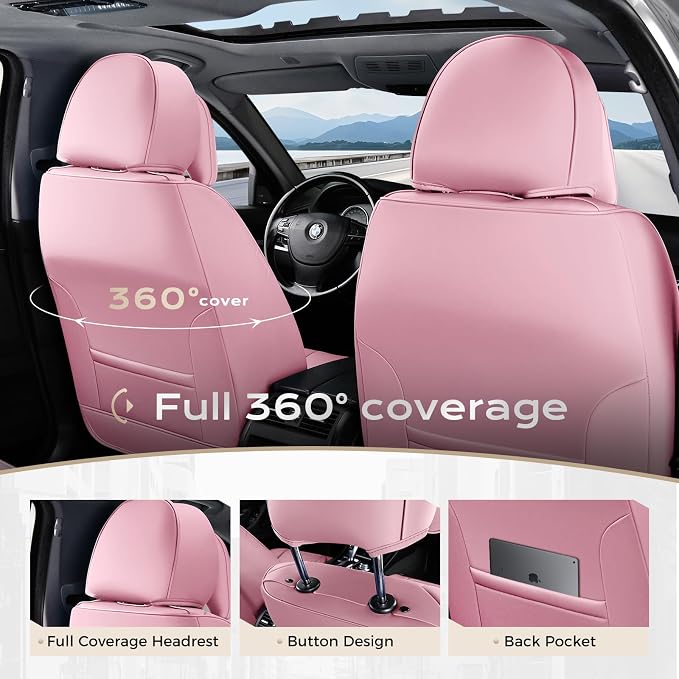 Coverado Car Seat Covers, Seat Covers for Cars, Waterproof Leather Auto Seat Protectors, Leather Car Seat Cushion, Car Interiors Accessories Universal Fit for Most Cars