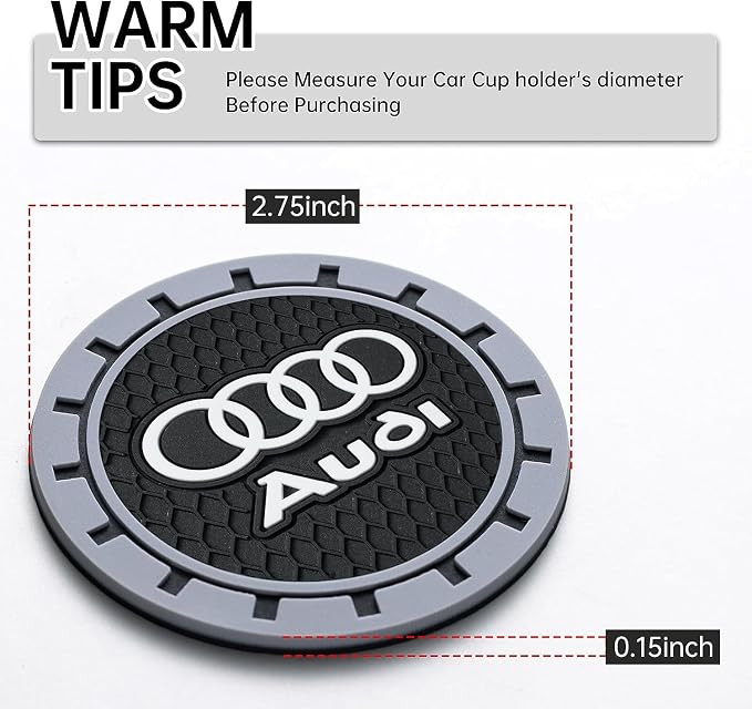 Car Cup Holder Coaster for Audi Recessed Silicone Cupholder Coaster Interior Accessories 2.75IN 2Pack
