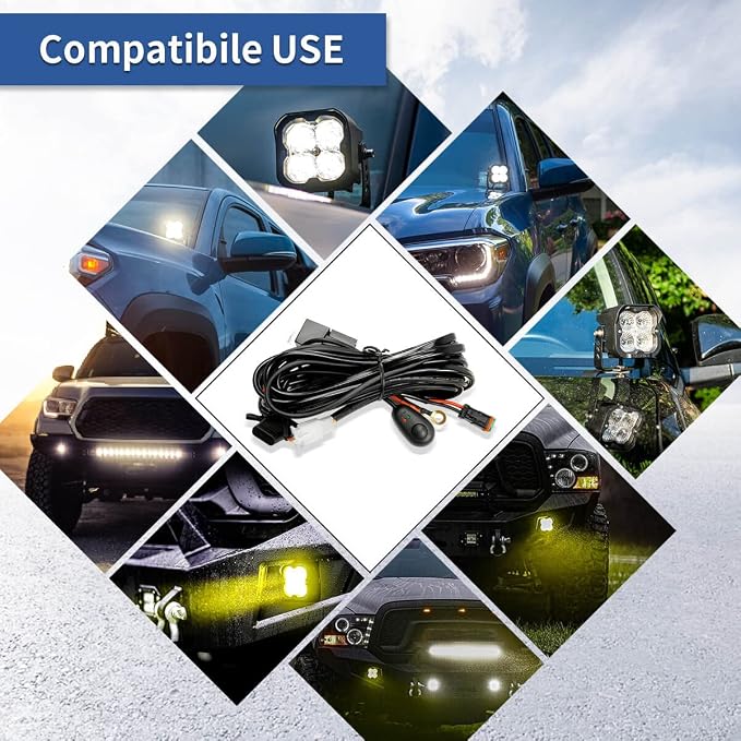 LASFIT 10ft Wiring Harness Kit Led Light Bar 12AWG Heavy Duty 12V On Off Switch Power Relay Blade Fuse for Led Light Bar Pods