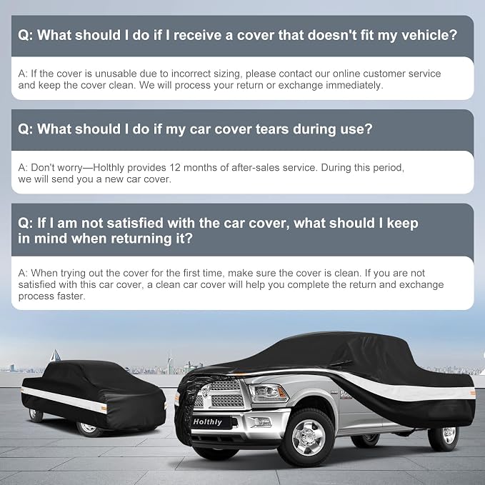 10 Layers Truck Cover Waterproof All Weather Custom Fit for Ford/Ram/Chevrolet Regular Cab Short Bed, Outdoor Full Exterior Pickup Car Cover for Automobiles Sun Rain Snow Ice Protection. Black