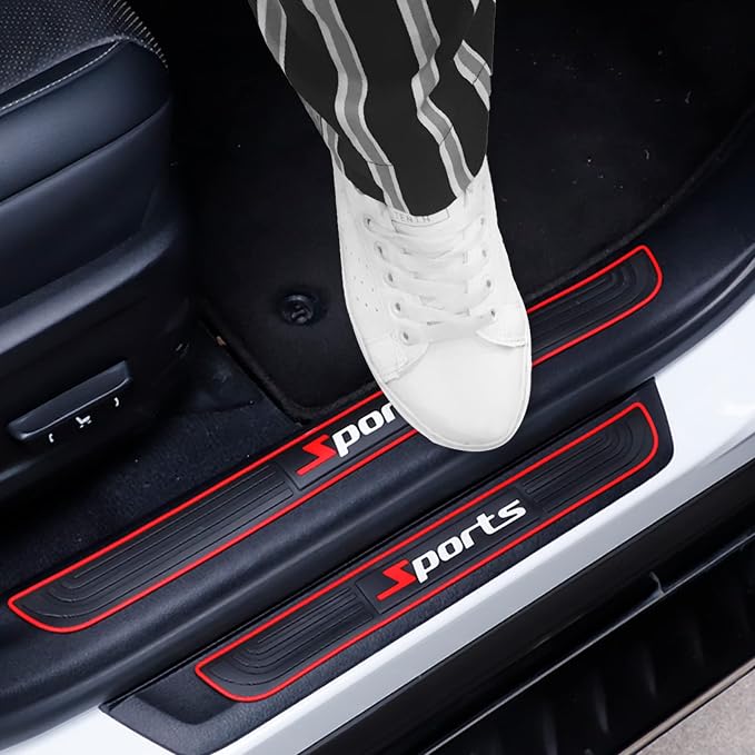 SINGARO Car Door Threshold Protection, 4PCS Door Edge Step Dust Shield Cover, Door Width 23.6x2.36inch Car/SUV Universal Rubber Scratch Resistant Exterior Accessories (Sport)