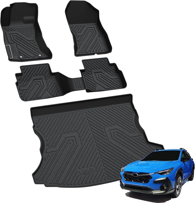 LASFIT Floor Mats & Cargo Mat Fits for Subaru Crosstrek 2018-2023(Not Hybrid) & Impreza Hatchback 2017-2023, All Weather TPE Custom Fit Easy Clean Durable Car Mats for Crosstrek & Impreza Floor Liners