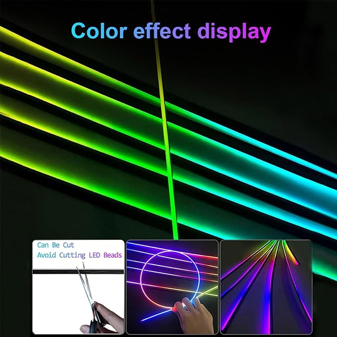 22In1 Car Interior LED Strip Lights Multicolor & 4Pcs Tire Valve Light, Ambient Lighting Strip Lights for Trucks, UTV, SUVs