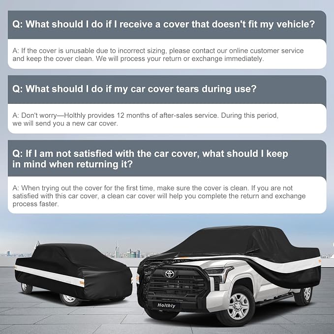 10 Layers Truck Cover Waterproof All Weather Custom Fit Toyota Tundra(2021-2026) Double Cab/CrewMax Cab Short Bed, Outdoor Full Exterior Pickup Car Cover Sun Rain Snow Ice Protection. Black