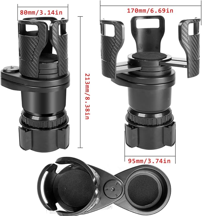 Cup Holder Expander for car, 2 in 1 Multifunctional Car Cup Holder Extender Adapter,with Adjustable Base,Compatible with Hydro Flask, Yeti, Nalgene, 32/40 oz Large Bottles Drinks Mugs