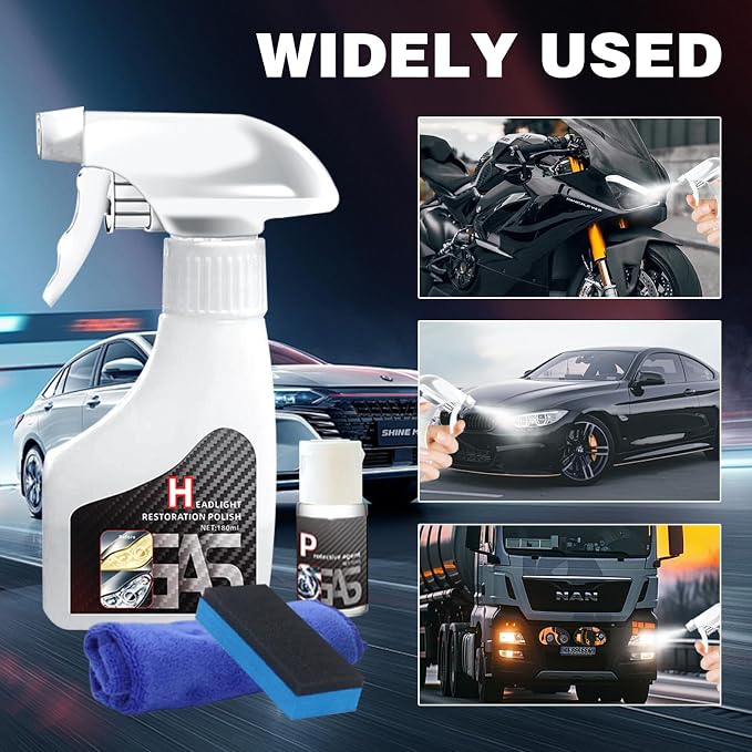 Headlight Restoration Kit,Automotive Headlight Restoration Fluid,Headlight Cleaner,Headlight Refurbishing Agent,Multifunctional Car Headlight Polishing for All Vehicle Types