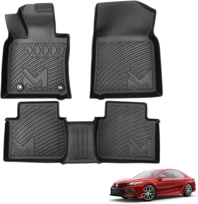 TPE Automotive Floor Mats Custom for 2018-2024 Toyota Camry (Not Fit Hybrid or AWD), All Weather Cover Protection Waterproof Black Floor Liner Front & Rear Row Full Set Car Mats, 3PCS
