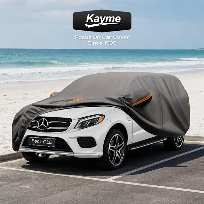 Kayme Heavy Duty SUV Car Cover Custom Fit for Mercedes Benz GLE GLE350 GLE450 580 GLE53 2015-2026, Waterproof All Weather Outdoor Full Protection, UV Sun Rain Resistant with Zipper Door