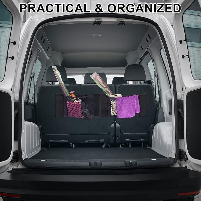 4PCS Universal Car Pouch Mesh Ceiling Netting Storage Black | Elastic Trunk Organize Bag, Auto Wall Sticker Net Pocket, Load Cargo Mesh Storages Holder