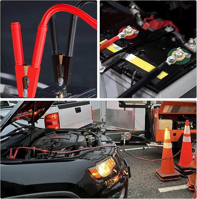 Nilight 1 Gauge 30 Feet Heavy Duty Jumper Cables 900 Amp Booster Battery Cables with Permanent Installation kit and Quick Connect Plug Includes Carrying Bag for 12V & 24V Cars SUVs and Trucks