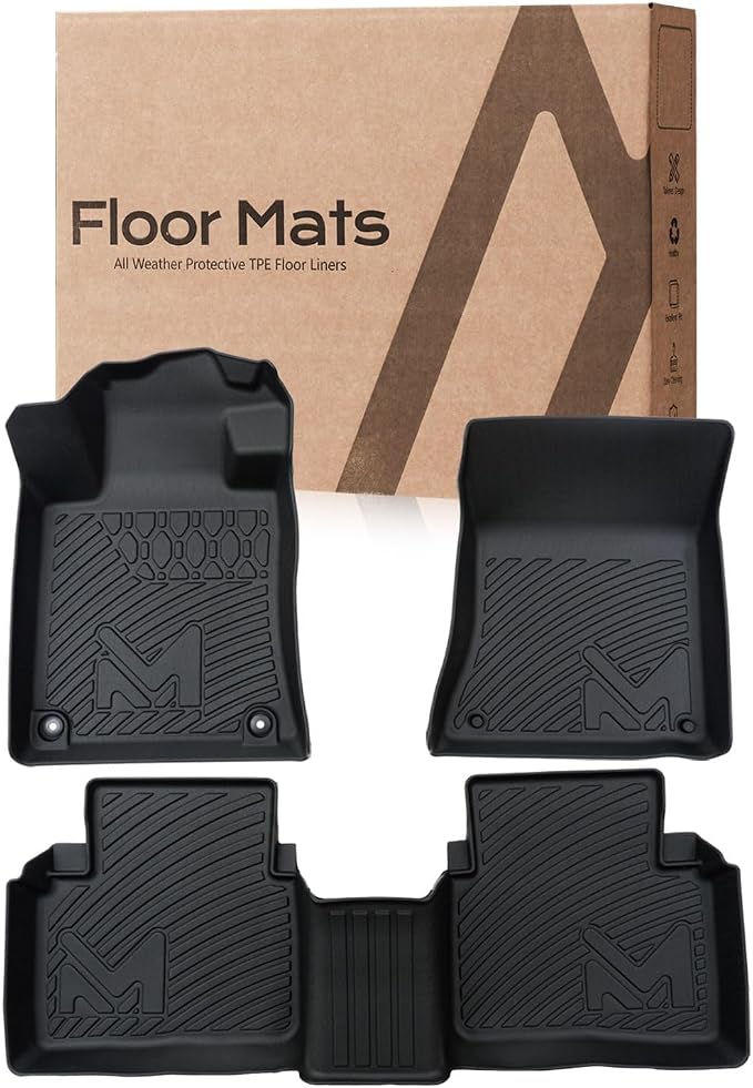TPE Automotive Floor Mats Custom for 2019-2026 Nissan Altima, All Weather Cover Protection Waterproof Black Floor Liner Front & Rear Row Full Set Car Mats, 3PCS