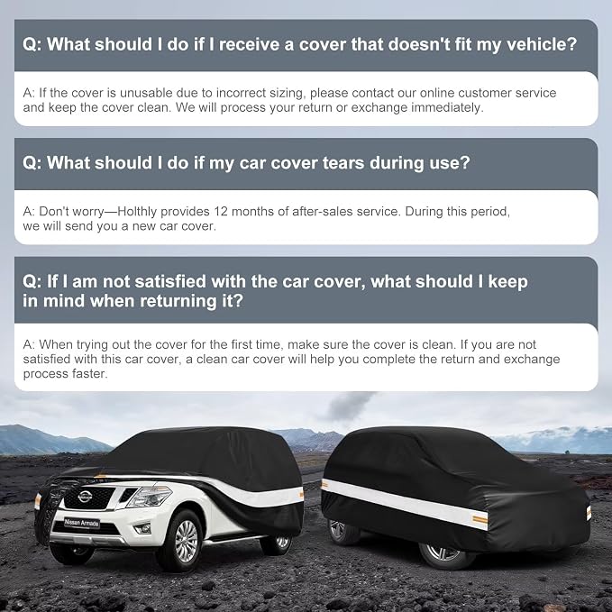 10 Layers SUV Car Cover Custom Fit for Nissan Armada (2003-2026), Waterproof All Weather for Automobiles, Outdoor Full Cover Sun Dust Rain Protection with Cotton. Black