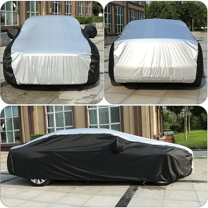 Coverado Car Cover Waterproof All Weather, 210D Lightweight Full Exterior Covers Snow Wind Sun UV Protection, Outdoor Car Covers for Automobiles Universal Fit for Sedan (170"-190")