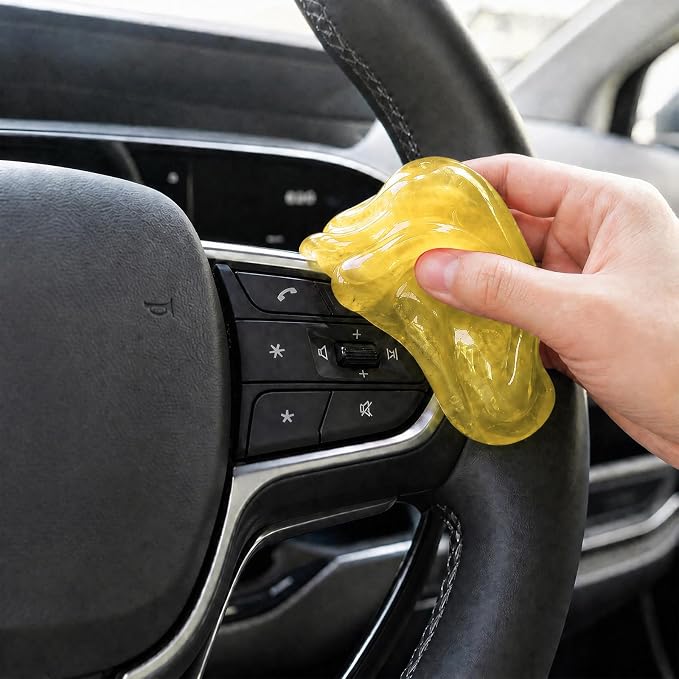3 PCS Car Cleaning Gels, Reusable Dashboard Dust Removal Slime Auto Detail Cleaner, Universal Cleaning Putty Air Vent Dusting Mud Fits for Vehicles Keyboards Laptops Keys (Green+Pink+Yellow)
