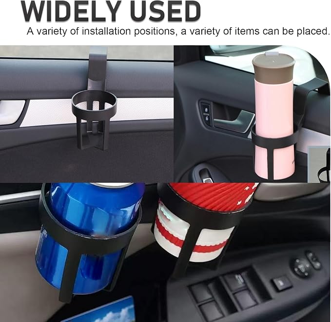2 PCS Car Door Cup Holder, ABS Car Window Cup Holder, Portable Automotive Beverage Mount, Universal for Most Vehicles (Black #02)