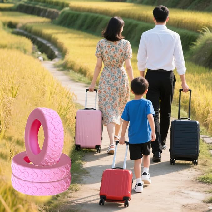 16 Pcs Luggage Wheel Covers, Anti-Noise, Fits 2-2.4" suitcase wheel, Pink | suitcase wheel covers,Widened & Thickened Silicone, Anti-Noise & Scratch-Proof, Fits 2-2.4" Carry-On Luggage Wheels