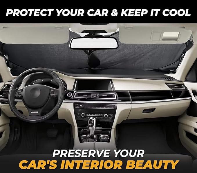 Autovir SUV Sunshade Windshield Foldable, 280T Visor Shade, SUV Accessories
