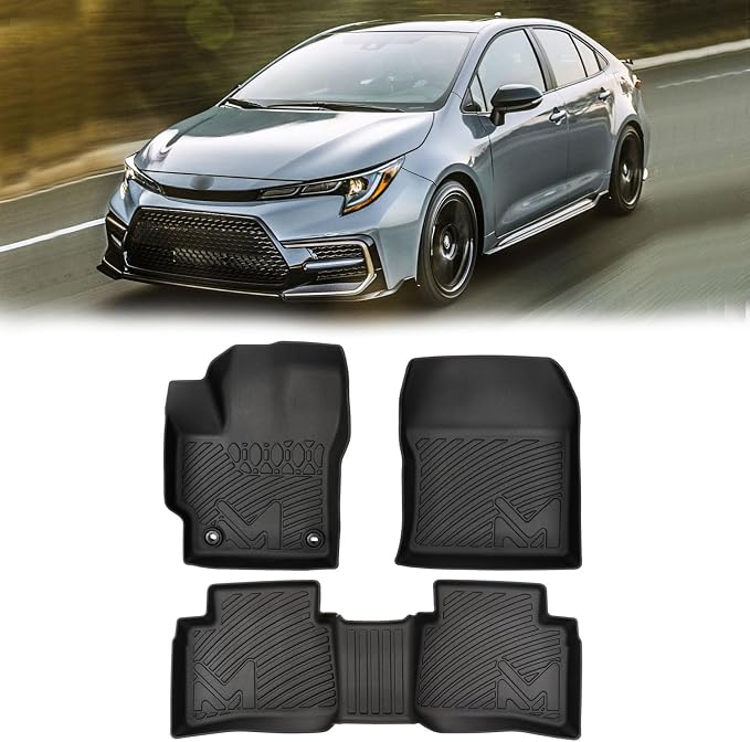TPE Automotive Floor Mats Custom for 2020-2026 Toyota Corolla(Include Hybrid Exclude Hatchback), All Weather Cover Protection Waterproof Black Floor Liner Front & Rear Row Full Set Car Mats, 3PCS