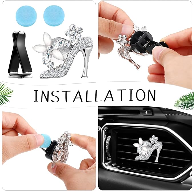 Frienda 8 Pcs Bling Car Air Vent Clips, Sparkling Rhinestone Car Accessories for Women, Crystal Cars Interior Decoration, Gift for Cars Lovers, Easy to Install, Universal Fit