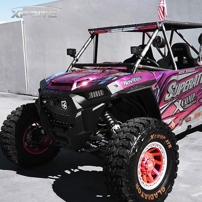 Xprite 2 Inch Roll Bar Mounting Brackets, Universal Adjustable LED Light Bar Brackets, Roll Cage & Bull Clip Holder for UTV ATV Can Am Maverick X3 Polaris RZR XP and More Models