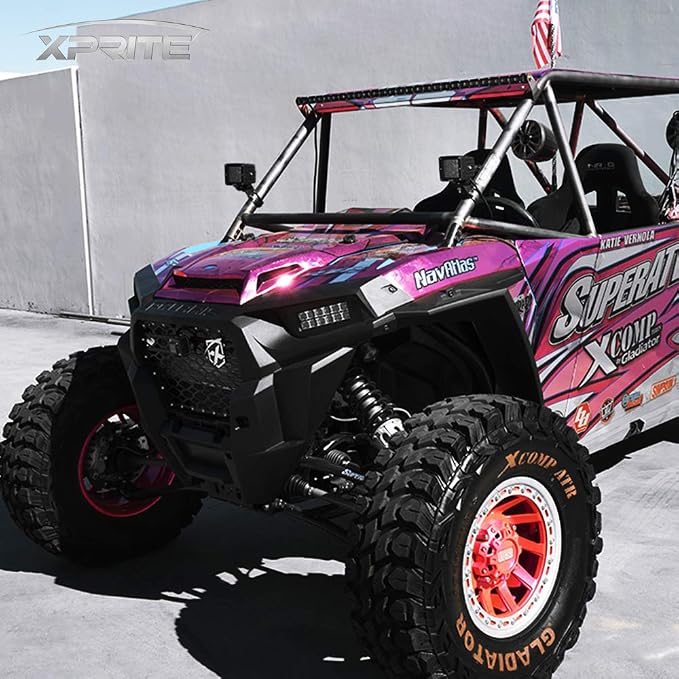 Xprite 1.75 Inch Roll Bar Mounting Brackets, Universal Adjustable LED Light Bar Brackets, Roll Cage & Bull Clip Holder for UTV ATV Can Am Maverick X3 Polaris RZR XP Side by Side and More Models