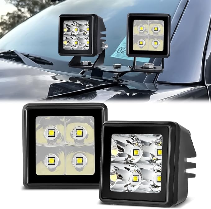 2 Inch Spot LED Pods 2" LED Light Bar Small Cube Lights 2x2 Square Wrok Lights 12V Waterproof Fog Light for Truck F150 Bronco Wrangler Toyota SUV Dirt Bike Motorcycle UTV ATV