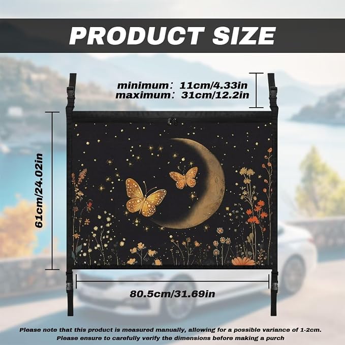 Dreaweet Moon Butterfly Flower Car Ceiling Cargo Net,Teal Car Ceiling Organizers and Storage Net Car Camping Accessories Interior Roof Cargo Net for SUV Mini Van Truck Sedan