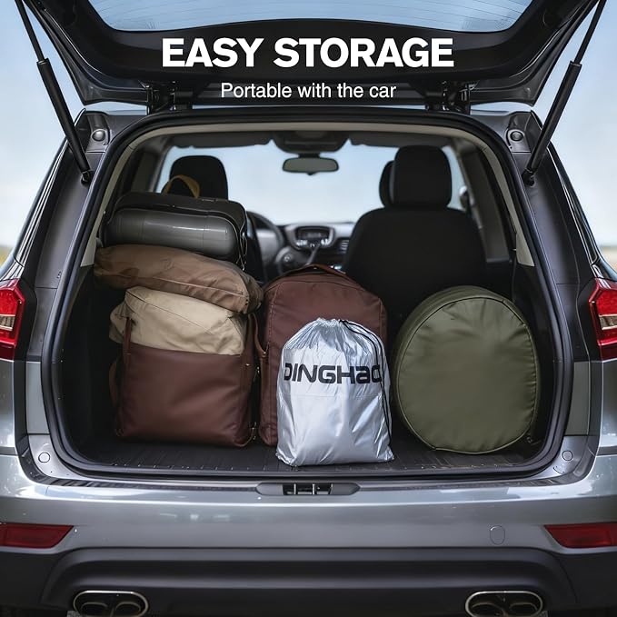 DINGHAO Car Cover Waterproof All Weather with Hot Stitching for Automobiles,6 Layers Outdoor Full Exterior Cover Sun UV Rain Snow Wind Protection Fit for 201"(201 * 75 * 59 inch) Sedan