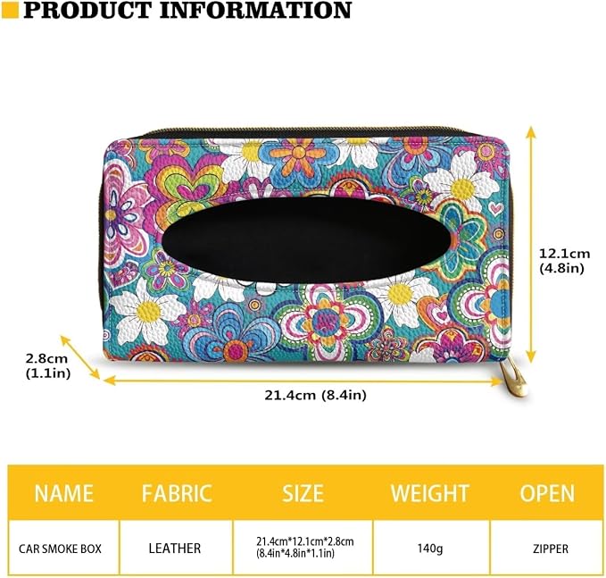 Cartoon Hippie Flower Car Visor Napkin Holder Mask Holder Car Sun Visor Napkin Holder Car Standard Tissue Holder