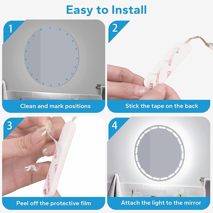 Bairth LED Vanity Lights for Mirror, 16ft Makeup Strip Light, 3000K 4000K 6000K & 10 Level Brightness Adjustable, USB Cable, Hollywood Mirror Light Stick-On for Makeup Dressing Room Bathroom Bedroom