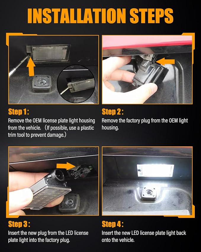 LESAUCE LED License Plate Light For 2014-2023 Dodge Durango Pickup Truck, 6000K White, 18 SMD, Tag Lamp Assembly Replacement, Plug and Play, Pack of 2