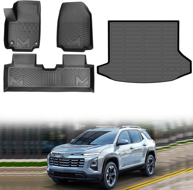 Floor Mats & Cargo Liner Custom for 2025-2026 Chevy Equinox (Not EV) & GMC Terrain, TPE Automotive All Weather Cover Protection Waterproof Black Floor Liner Front & Rear Row Full Set Car Mats, 4PCS